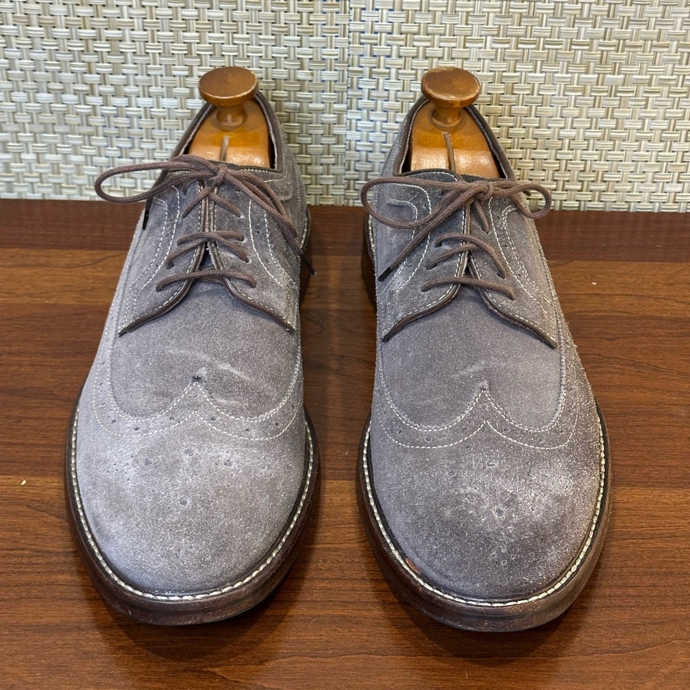 🌟3xHP🌟Johnston & Murphy Taupe Brown Suede McPherson Longwing Derby 11.5